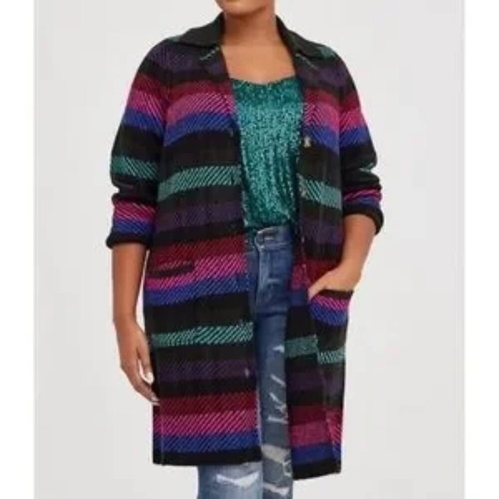 Torrid Long Multi Coloured Cardigan Coat size 5x  EUC